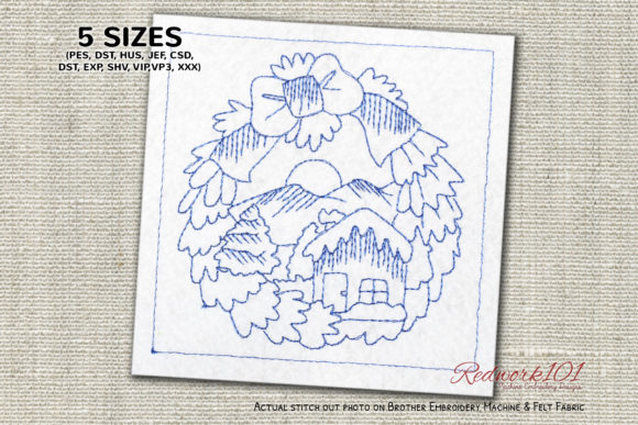 Christmas Wreath Snow Home Redwork