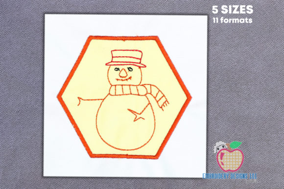 Orange Colored Snowman Applique