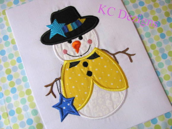 Snowman Holding Star Applique